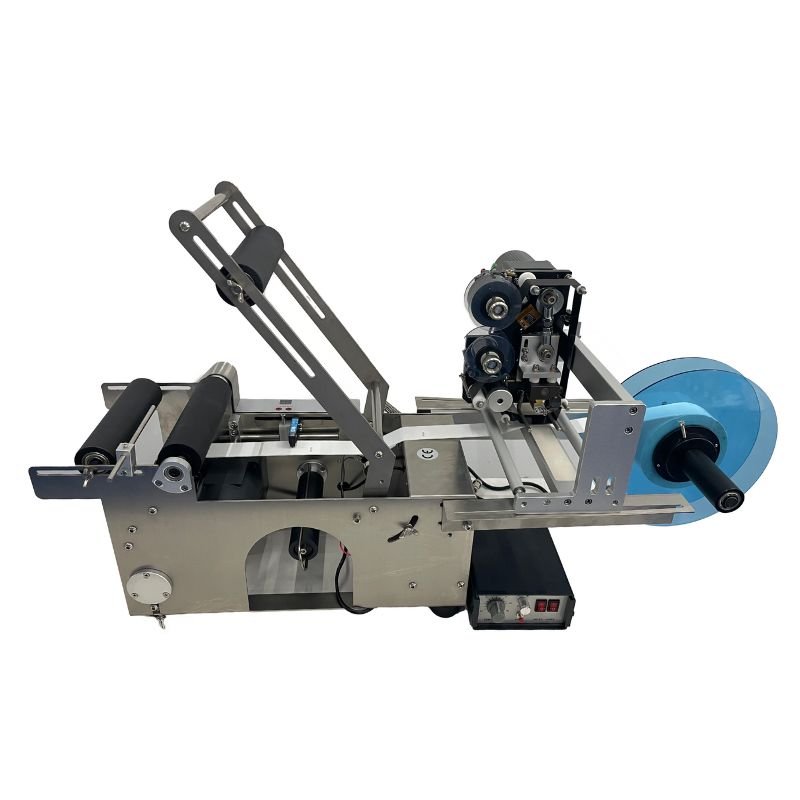 Máquina semiautomática para etiquetar botellas redondas c